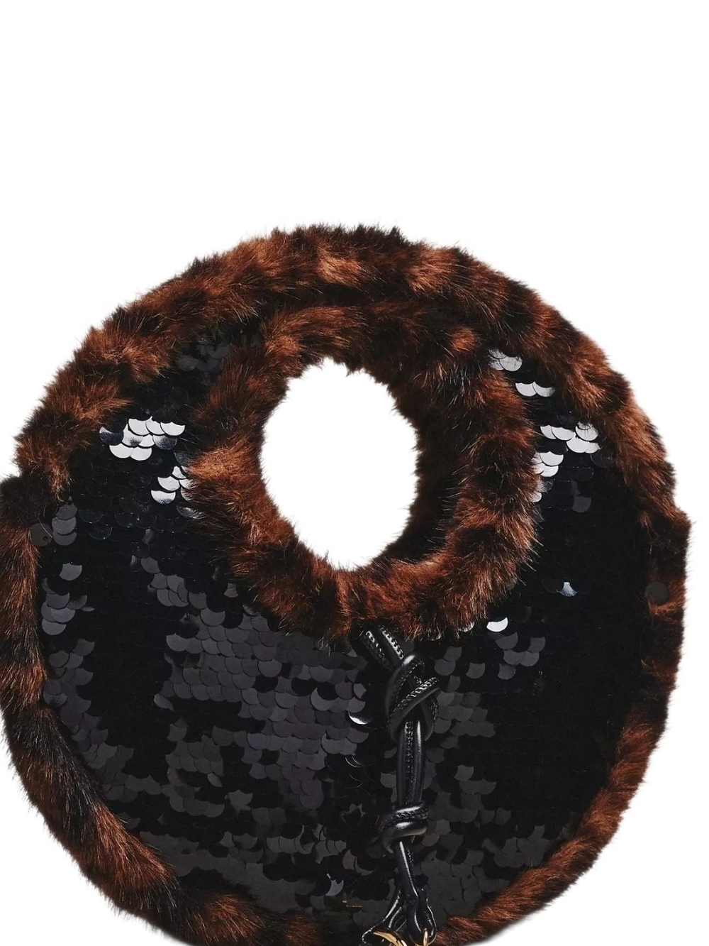 NWT Dolce Vita Black Sequin Faux Fur Mini Bag Y2K Glam Party Evening Handbag